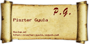 Piszter Gyula névjegykártya